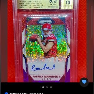 Patrick Mahomes prism rookie card red white and blue 2017